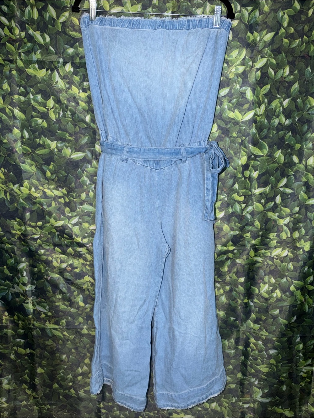cloth & stone Light Blue Strapless Wide-Leg Jumpsuit with Self Tie